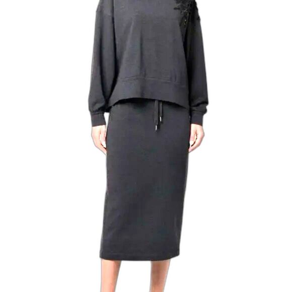 BRUNELLO CUCINELLI Made In Italy Jersey Drawstring Pencil Midi Skirt Sz. XS/S